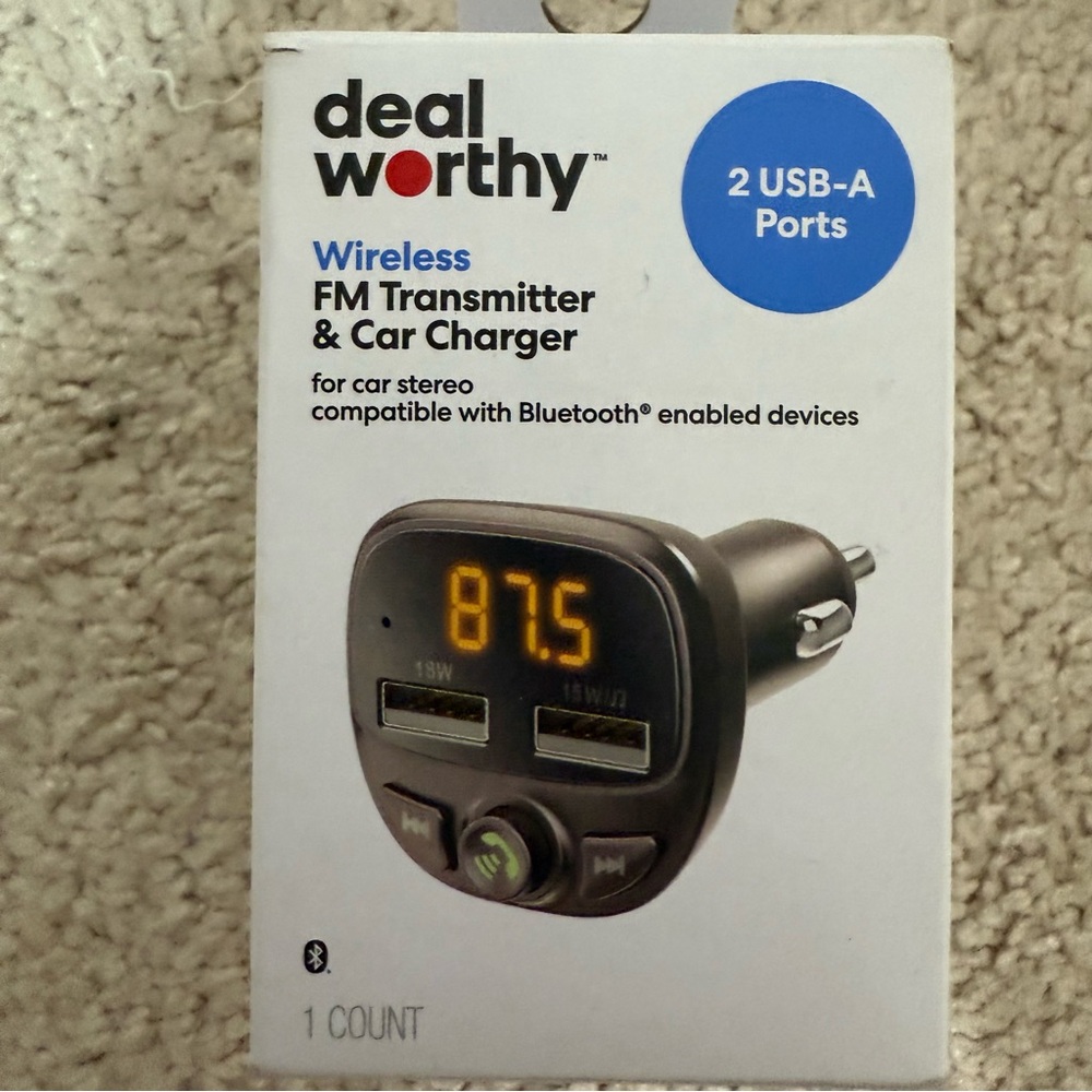 Deal Worthy Wireless FM Transmitter & Car Charger Bluetooth Enabled
